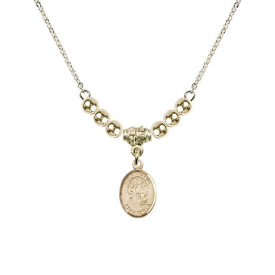 Holy Family 14kt Gold-filled Charm Beaded Necklace with 18" Gold-plated Chain in 4mm Austrian Crystal Gold-filled Beads, Bliss Manufacturing