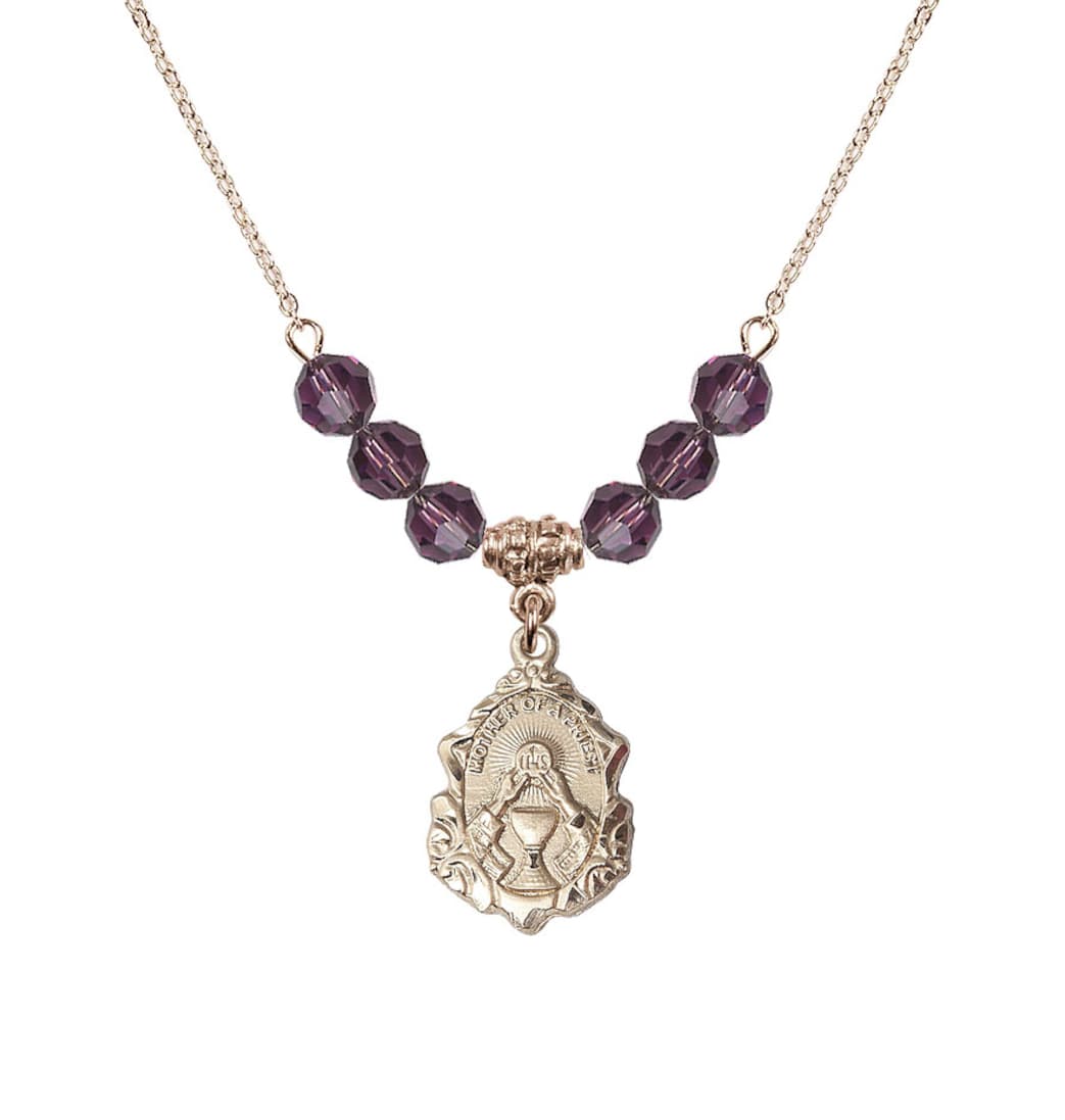 Bliss Gold-filled Mother of a Priest 6mm Amethyst Beaded Necklace,