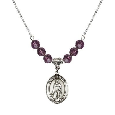 Our Lady of Fatima Sterling Silver 6mm Amethyst Beaded Necklace, Measures 3/4 inch tall by 1/2-inch wide, Gift Box, Bliss Manufacturing