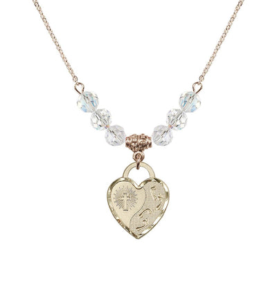 Gold-Filled Double Cross 6mm Beaded Necklace In Crystal, Bliss Manufacturing