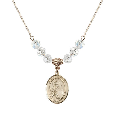 St. Theresa Gold-filled 6mm Clear Austrian Crystal Birthstone Necklace, Bliss Manufacturing