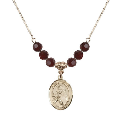 St. Theresa Gold-filled 6mm Garnet Austrian Crystal Birthstone Necklace, Bliss Manufacturing