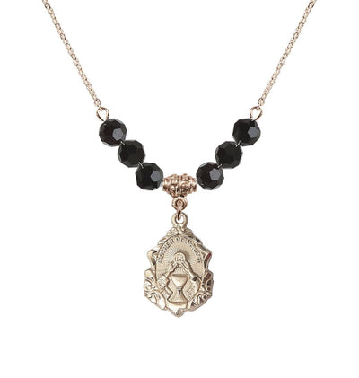 Gold-filled Mother of a Priest 6mm Jet Beaded Necklace, Bliss Manufacturing
