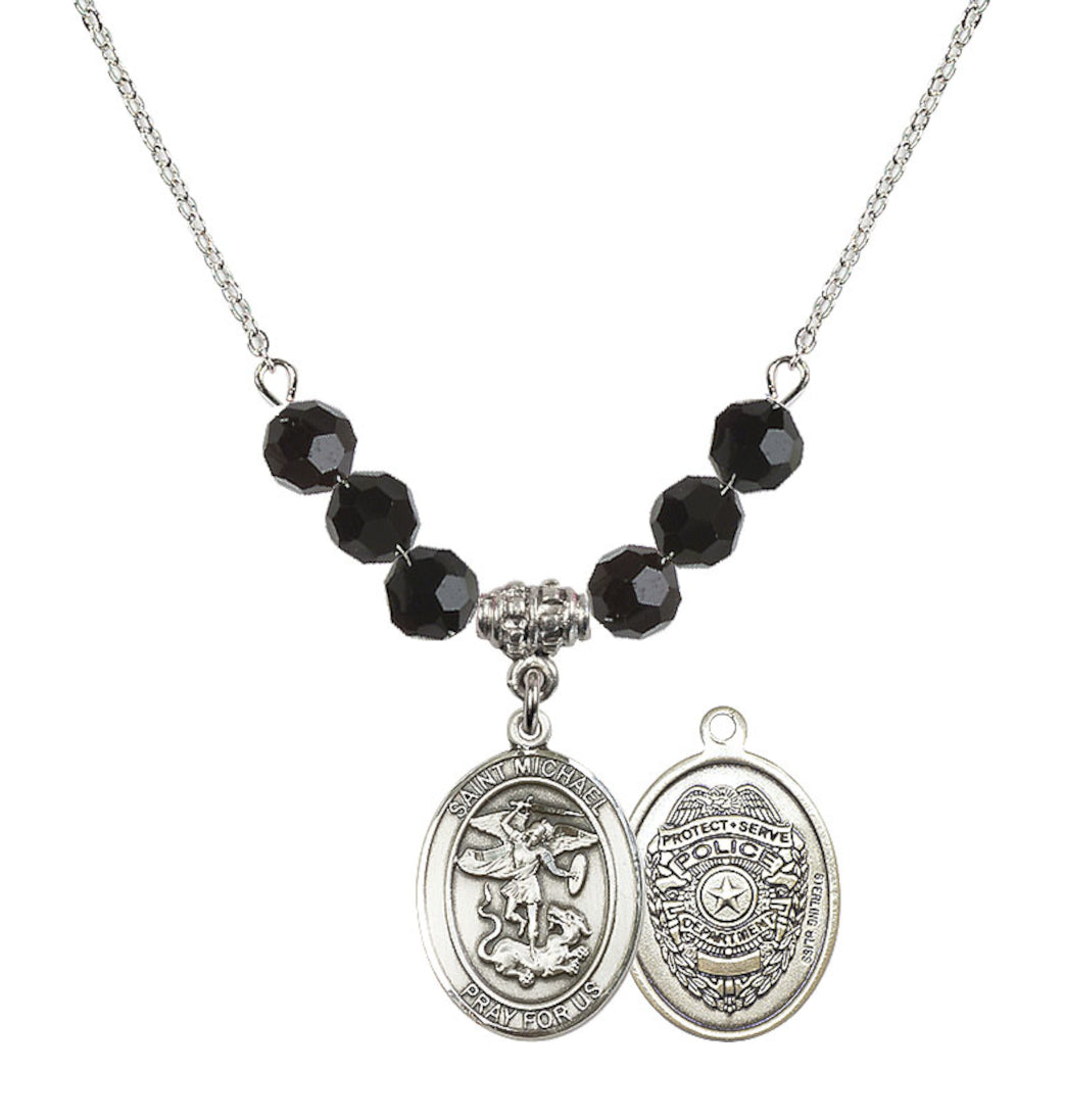 Bliss Police Officers St Michael Sterling Silver Beaded Necklace