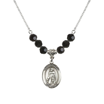 Our Lady of Fatima Sterling Silver 6mm Jet Black Beaded Necklace, Measures 3/4 inch tall by 1/2-inch wide, Gift Box, Bliss Manufacturing