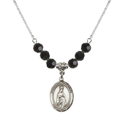 Our Lady of Fatima Sterling Silver 6mm Jet Black Beaded Necklace, Measures 3/4 inch tall by 1/2-inch wide, Gift Box, Bliss Manufacturing
