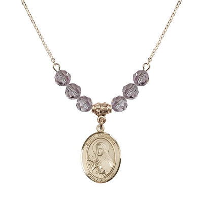 St. Theresa Gold-filled 6mm Light Amethyst Austrian Crystal Birthstone Necklace, Bliss Manufacturing