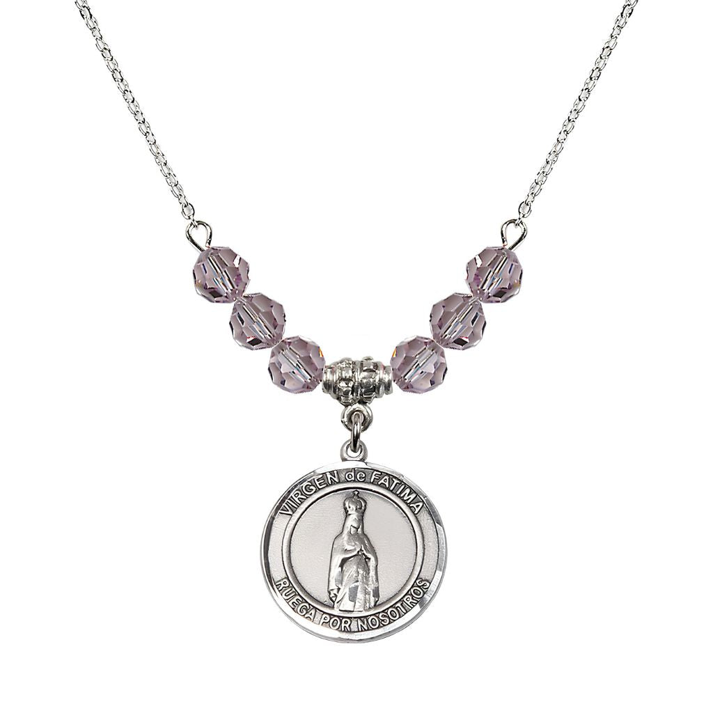 Round Virgen de Fatima Sterling Silver Crystal Beaded Necklace – Bliss Manufacturing (view 17)