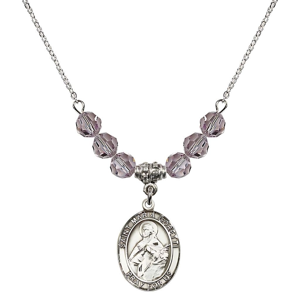 Bliss St. Maria Goretti Sterling Silver Crystal Birthstone Necklace in Light Amethyst,