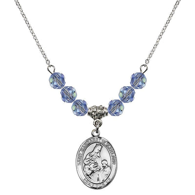 St. Margaret of Scotland Sterling Silver Crystal Birthstone Bead Necklace in Light Sapphire, Bliss Manufacturing