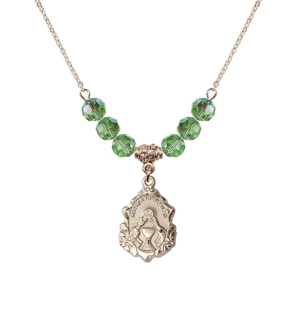 Bliss Gold-filled Mother of a Priest 6mm Peridot Beaded Necklace,