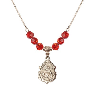 Gold-filled Mother of a Priest 6mm Ruby Beaded Necklace, Bliss Manufacturing
