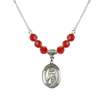 Our Lady of Fatima Sterling Silver 6mm Ruby Beaded Necklace, Measures 3/4 inch tall by 1/2-inch wide, Gift Box, Bliss Manufacturing