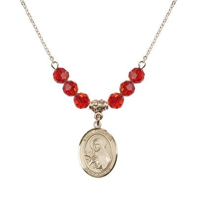 St. Theresa Gold-filled 6mm Ruby Austrian Crystal Birthstone Necklace, Bliss Manufacturing