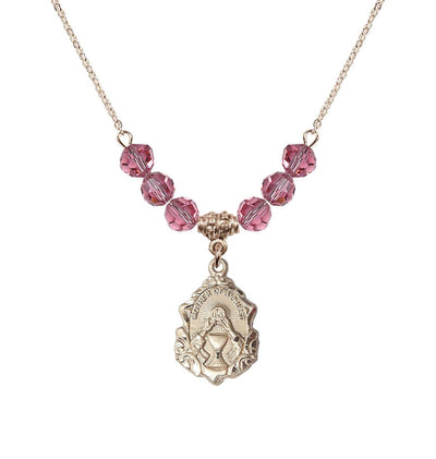 Gold-filled Mother of a Priest 6mm Rose Beaded Necklace, Bliss Manufacturing