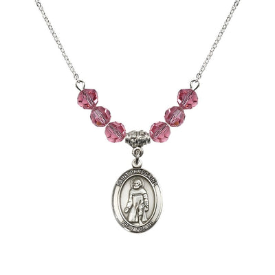 Our Lady of Fatima Sterling Silver 6mm Rose Beaded Necklace, Measures 3/4 inch tall by 1/2-inch wide, Gift Box, Bliss Manufacturing