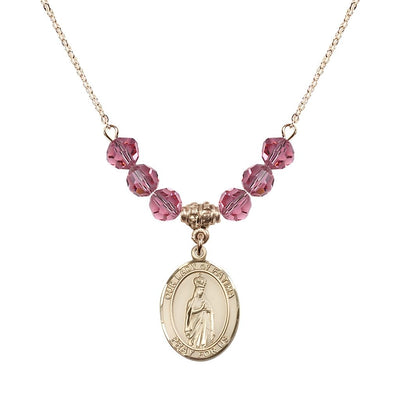 Our Lady of Fatima Gold-filled 6mm Rose Beaded Necklace, Measures 3/4 inch tall by 1/2-inch wide, Gift Box, Bliss Manufacturing
