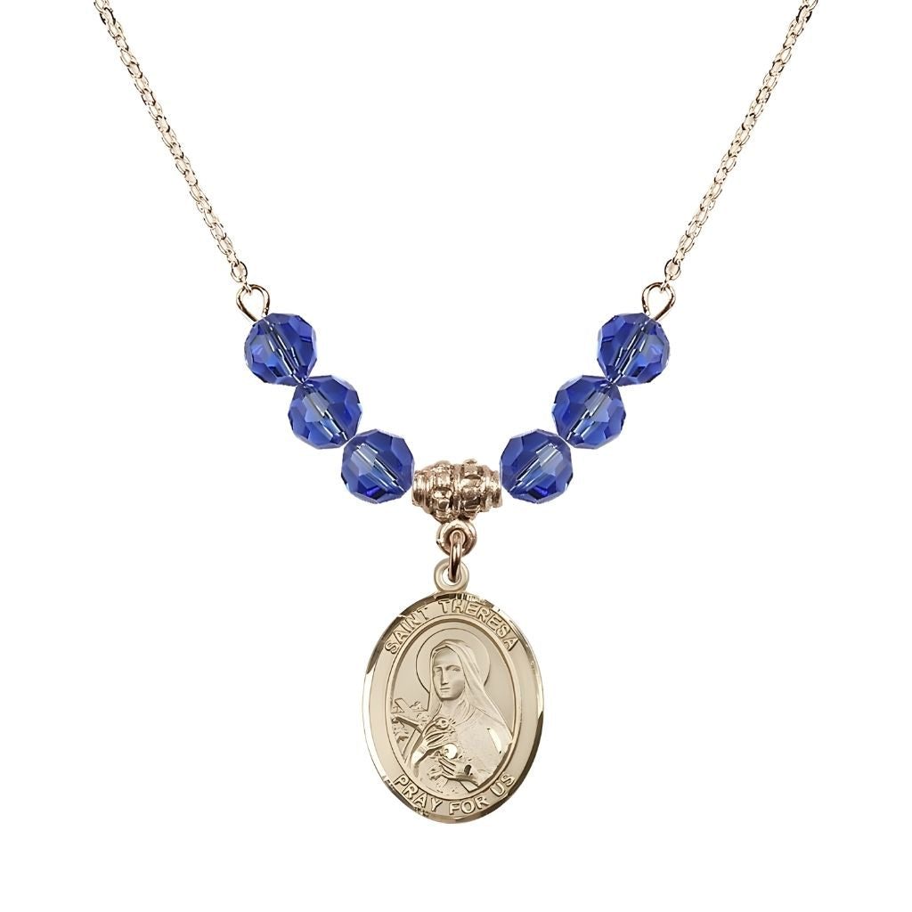 Bliss St. Theresa Gold-filled 6mm Sapphire Austrian Crystal Birthstone Necklace