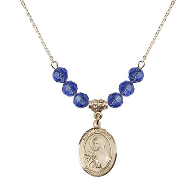 St. Theresa Gold-filled 6mm Sapphire Austrian Crystal Birthstone Necklace, Bliss Manufacturing
