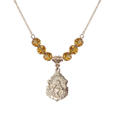 Gold-filled Mother of a Priest 6mm Topaz Beaded Necklace, Bliss Manufacturing