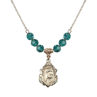 St. Teresa of Calcutta 14kt Gold-filled Crystal Birthstone Necklace with 6mm Zircon Crystal Beads, Bliss Manufacturing