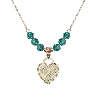 Gold-Filled Double Cross 6mm Beaded Necklace In Zircon, Bliss Manufacturing