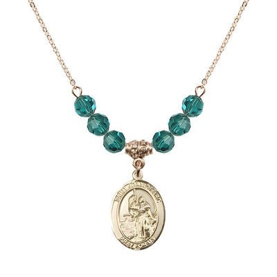 St. Joan of Arc Oval 14kt Gold-filled 6mm Zircon Austrian Crystal Beaded Necklace, Measures 3/4 inch tall by 1/2-inch wide, Gift Box, Bliss Manufacturing