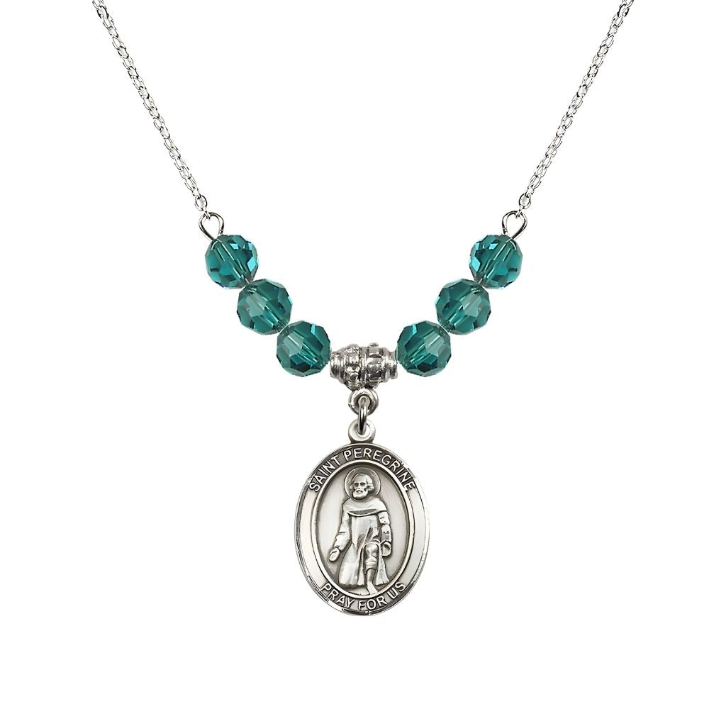 Bliss Our Lady of Fatima Sterling Silver 6mm Zircon Beaded Necklace, Measures 3/4 inch tall by 1/2-inch wide, Gift Box
