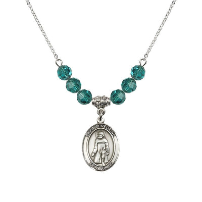 Our Lady of Fatima Sterling Silver 6mm Zircon Beaded Necklace, Measures 3/4 inch tall by 1/2-inch wide, Gift Box, Bliss Manufacturing