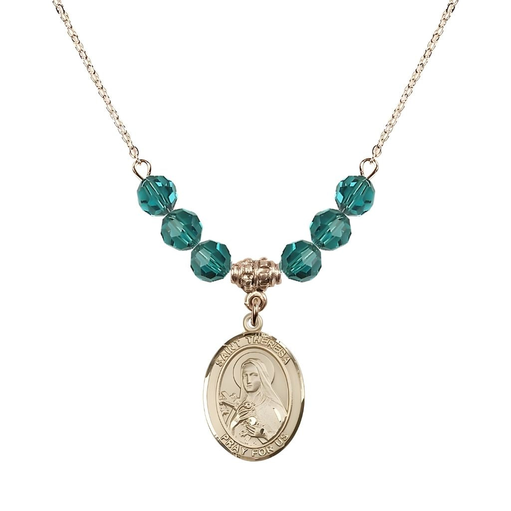 Bliss St. Theresa Gold-filled 6mm Zircon Austrian Crystal Birthstone Necklace