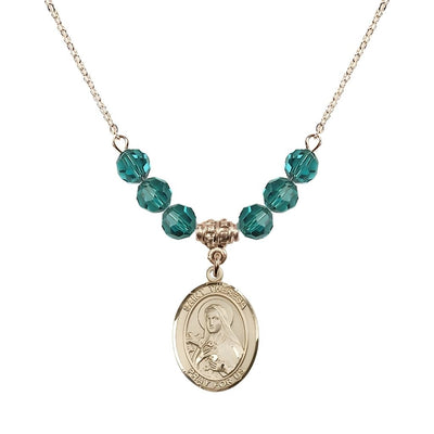 St. Theresa Gold-filled 6mm Zircon Austrian Crystal Birthstone Necklace, Bliss Manufacturing