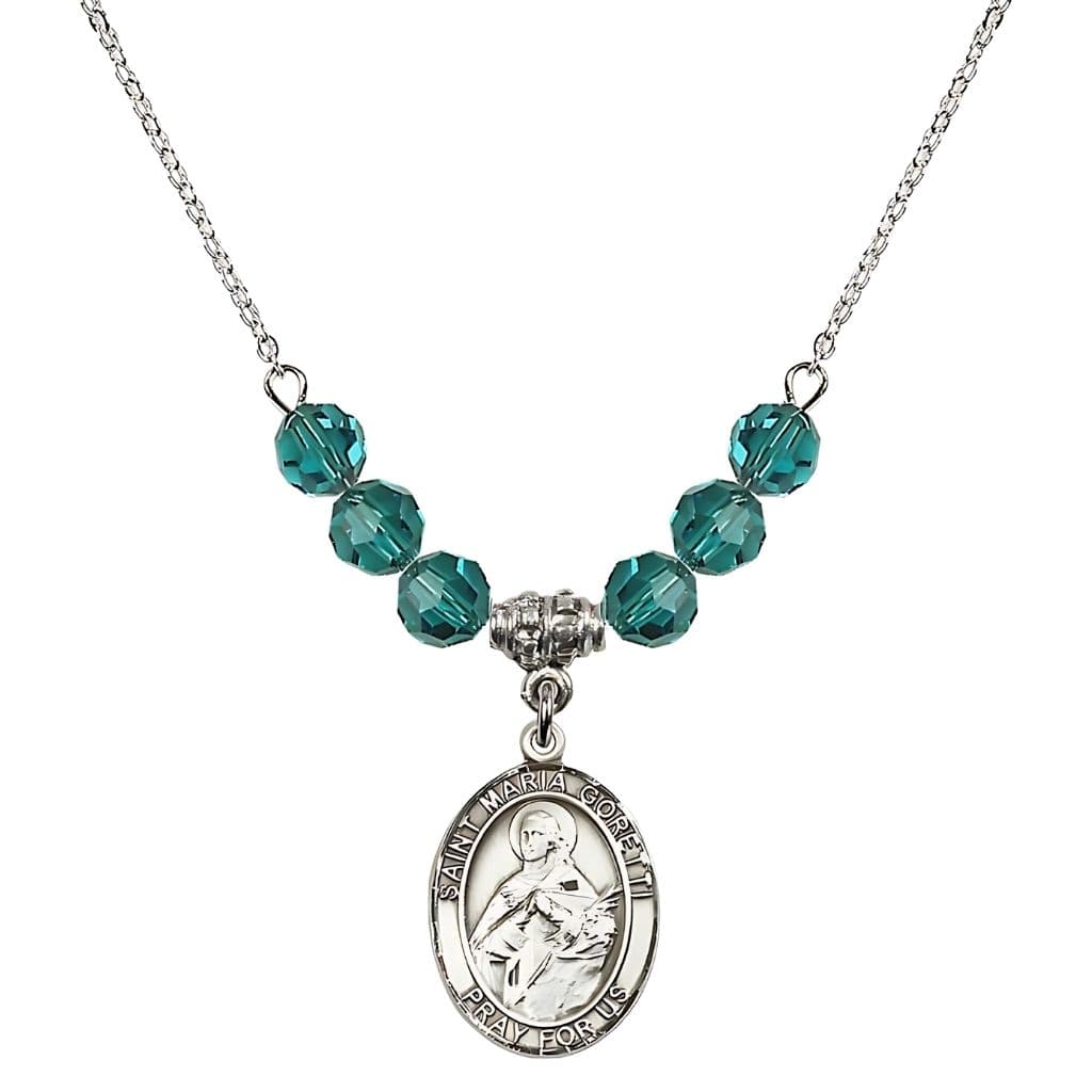 Bliss St. Maria Goretti Sterling Silver Crystal Birthstone Necklace in Zircon,