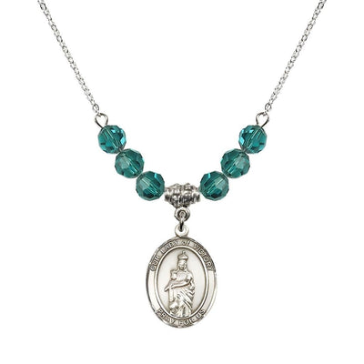 Our Lady of Victory Sterling Silver 6mm Zircon Austrian Crystal Beaded Necklace with Plated Chain, Bliss Manufacturing