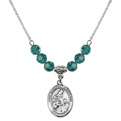 St. Margaret of Scotland Sterling Silver Crystal Birthstone Bead Necklace in Zircon, Bliss Manufacturing