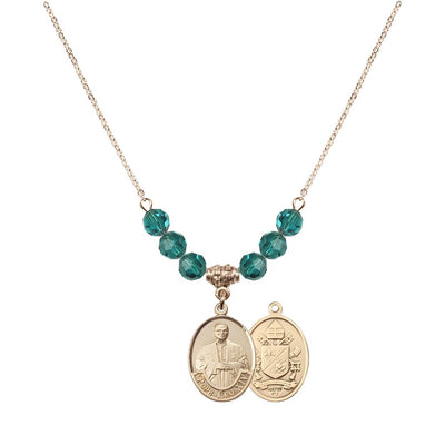 Pope Leo XIV Beaded Necklace with Gold-filled Medal, 6mm Austrian Crystal Zircon Beads for December, Bliss Manufacturing