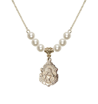 Gold-filled Mother of a Priest 6mm Pearl Beaded Necklace, Bliss Manufacturing