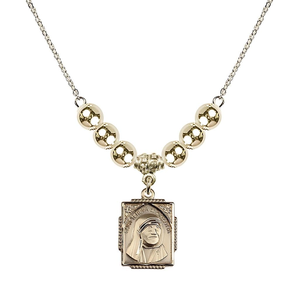 Bliss St. Teresa of Calcutta Square 14kt Gold-filled Bead Necklace,
