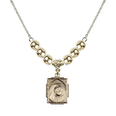 St. Teresa of Calcutta Square 14kt Gold-filled Bead Necklace, Bliss Manufacturing