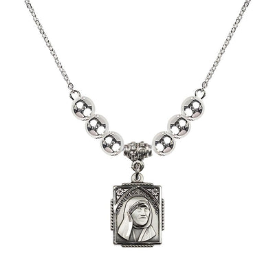 St. Teresa of Calcutta Square Sterling Silver Sterling Silver Bead Necklace, Bliss Manufacturing