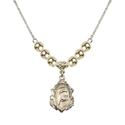St. Teresa of Calcutta 14kt Gold-filled Crystal Birthstone Necklace with 6mm Gold-filled Beads, Bliss Manufacturing