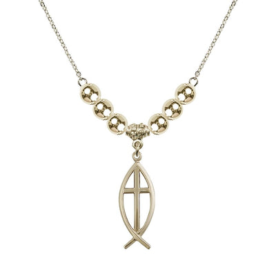 Fish Cross Crystal Gold-filled Necklace with 18" Chain, Medal 1", Bliss Manufacturing