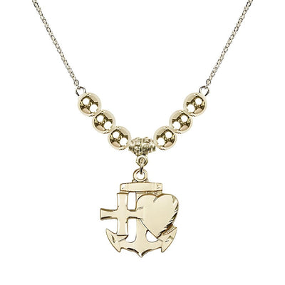 Christian Faith, Hope and Charity Gold-filled 6mm Gold-filled Necklace in Sterling Silver, Bliss Manufacturing