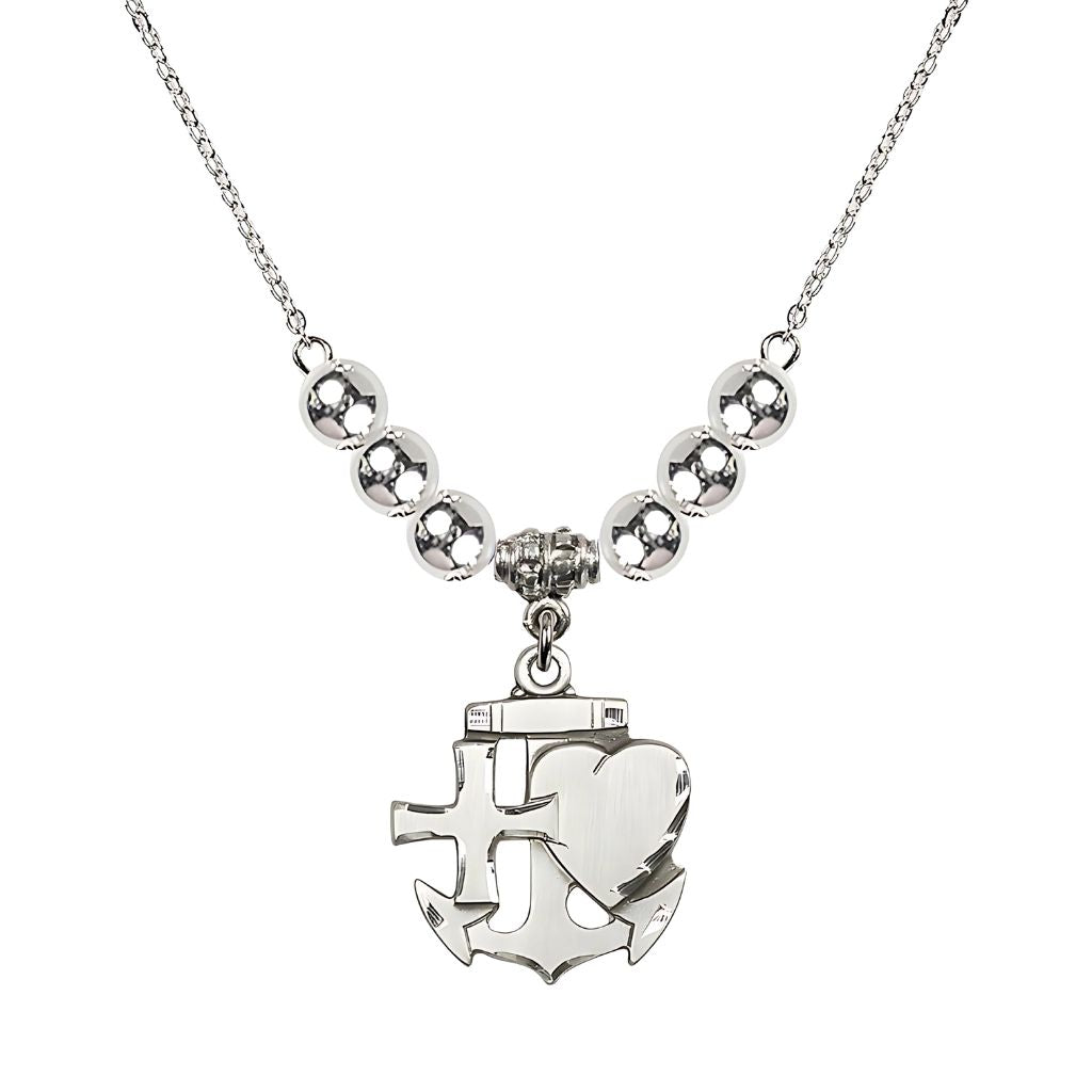 Bliss Christian Faith, Hope and Charity Sterling Silver 6mm Sterling Silver Necklace, Medal Measures 7/8-inch tall by 3/4-inch wide