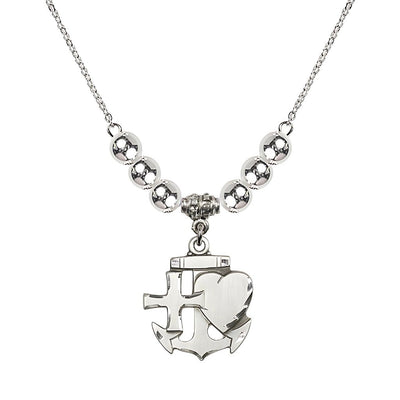 Christian Faith, Hope and Charity Sterling Silver 6mm Sterling Silver Necklace, Medal Measures 7/8-inch tall by 3/4-inch wide, Bliss Manufacturing