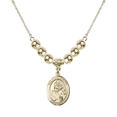 St. Joan of Arc Oval 14kt Gold-filled 6mm Austrian Crystal Beaded Necklace, Measures 3/4 inch tall by 1/2-inch wide, Gift Box, Bliss Manufacturing