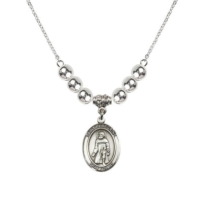 Our Lady of Fatima Sterling Silver 6mm Beaded Necklace, Measures 3/4 inch tall by 1/2-inch wide, Gift Box, Bliss Manufacturing