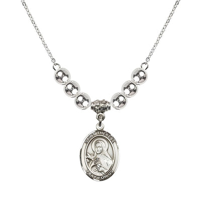 St. Theresa Sterling Silver Crystal Necklace, handcrafted in the USA, 6mm Sterling Silver Beads, Bliss Manufacturing