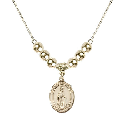 Our Lady of Fatima 14kt Gold-filled 6mm Beaded Necklace, Measures 3/4 inch tall by 1/2-inch wide, Gift Box, Bliss Manufacturing