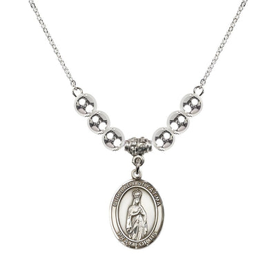 Our Lady of Fatima Sterling Silver 6mm Beaded Necklace, Measures 3/4 inch tall by 1/2-inch wide, Gift Box, Bliss Manufacturing