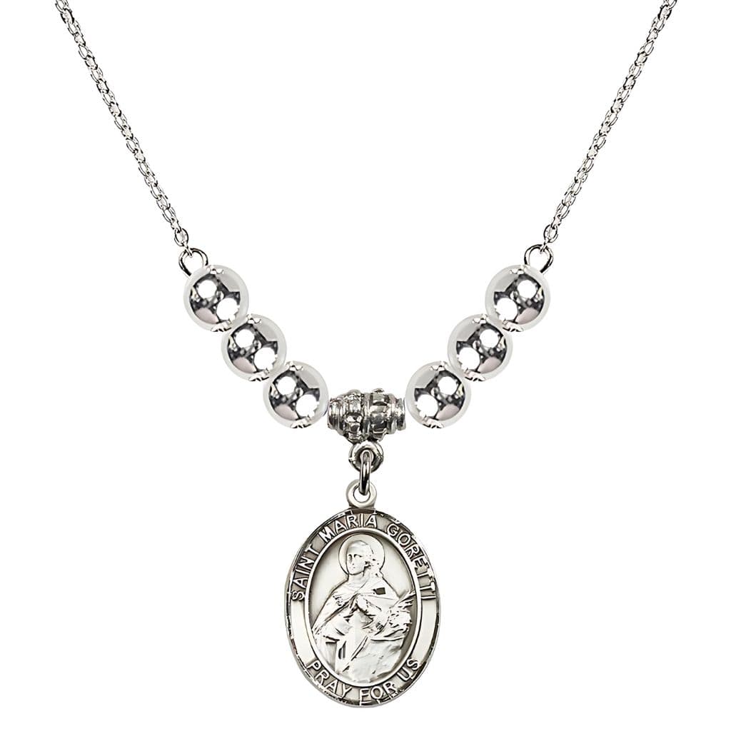 Bliss St. Maria Goretti Sterling Silver Silver-plated Bead Necklace,